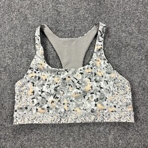 Lululemon Sports Bra Womens 6 Gray Camo Racerback Lined Yoga Running Gym Top